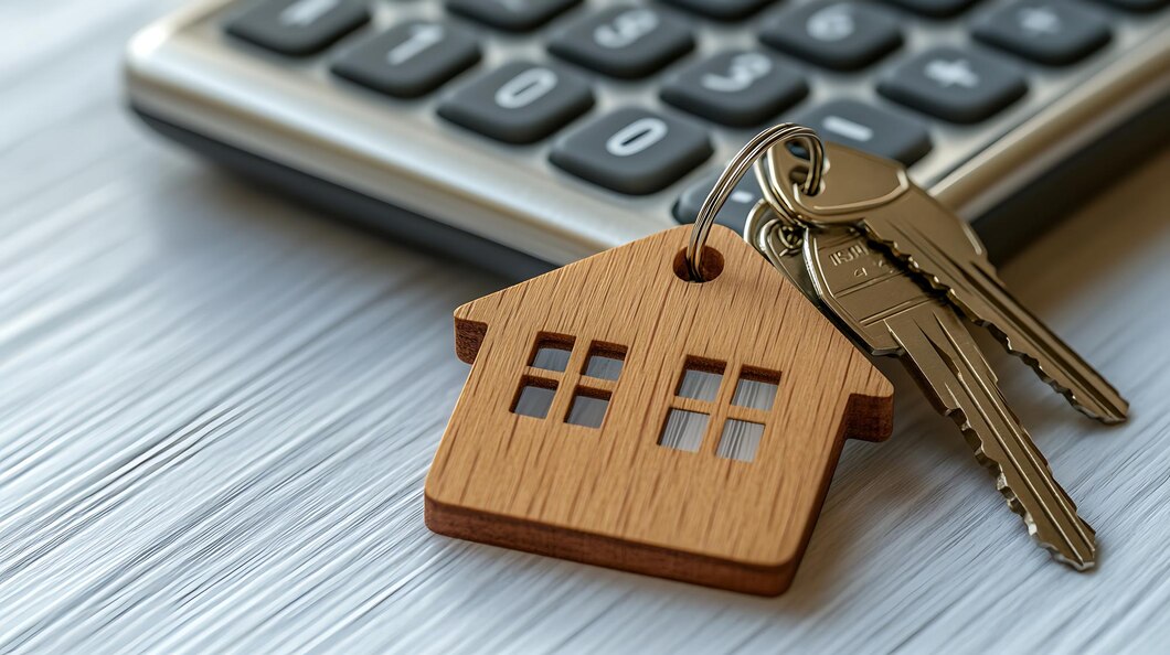 House keychain with keys and calculator - top Iranian real estate agent in Orange County